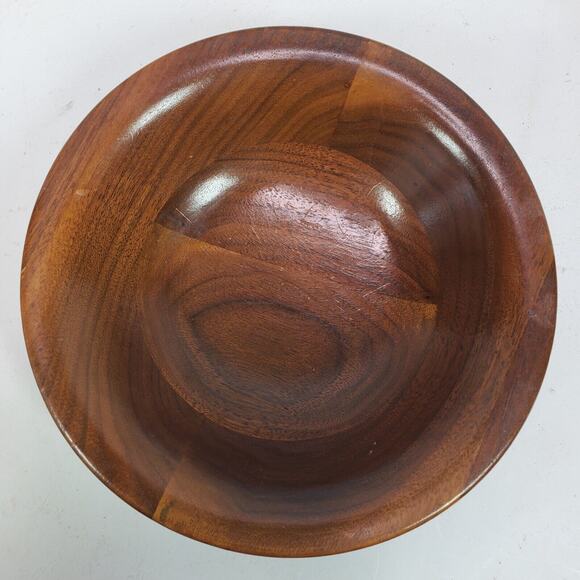 Antique Vintage Primitive Bowl 7 Inch Wood Walnut Salad Handcrafted SET OF 6 - Picture 13 of 14